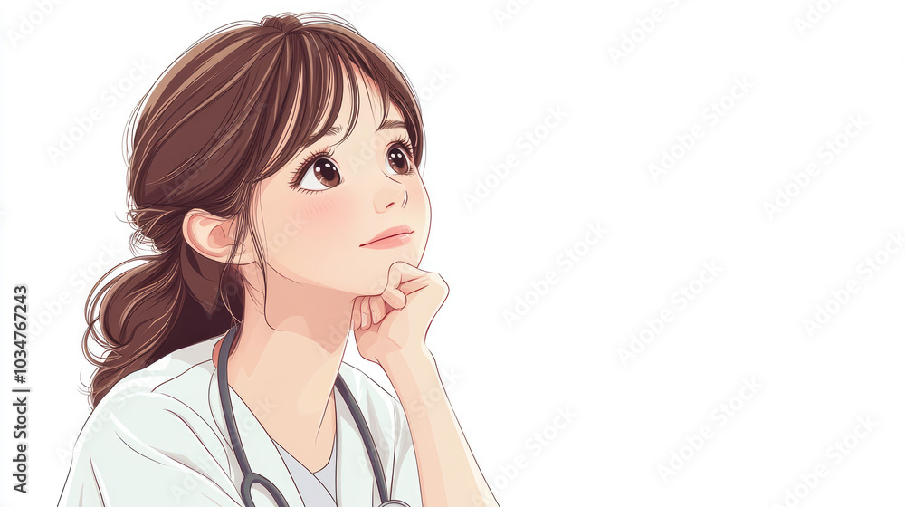 Young female nurse, cute style, cartoon pattern illustration Young female nurse, cute style, cartoon pattern illustration