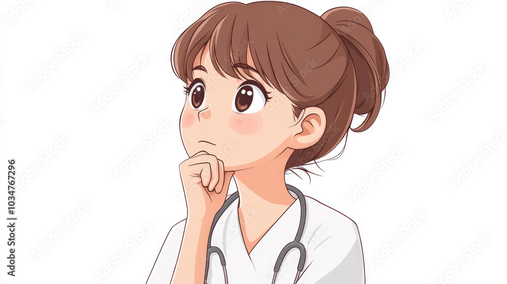 Young female nurse, cute style, cartoon pattern illustration Young female nurse, cute style, cartoon pattern illustration
