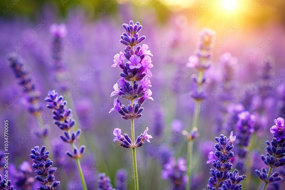 Naklejka premium Selective focus on lavender flower in garden