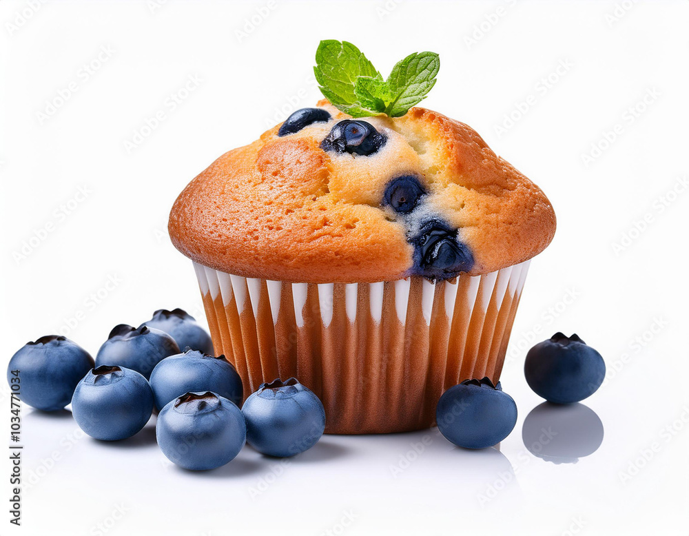 muffin with blueberry isolated on white background muffin with blueberry isolated on white background