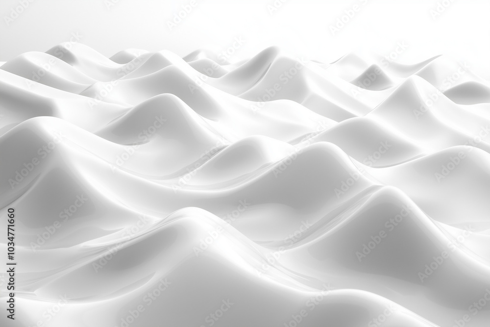 Abstract 3D Rendering of Smooth Waves on White Background for Futuristic Design Posters and Banners Abstract 3D Rendering of Smooth Waves on White Background for Futuristic Design Posters and Banners
