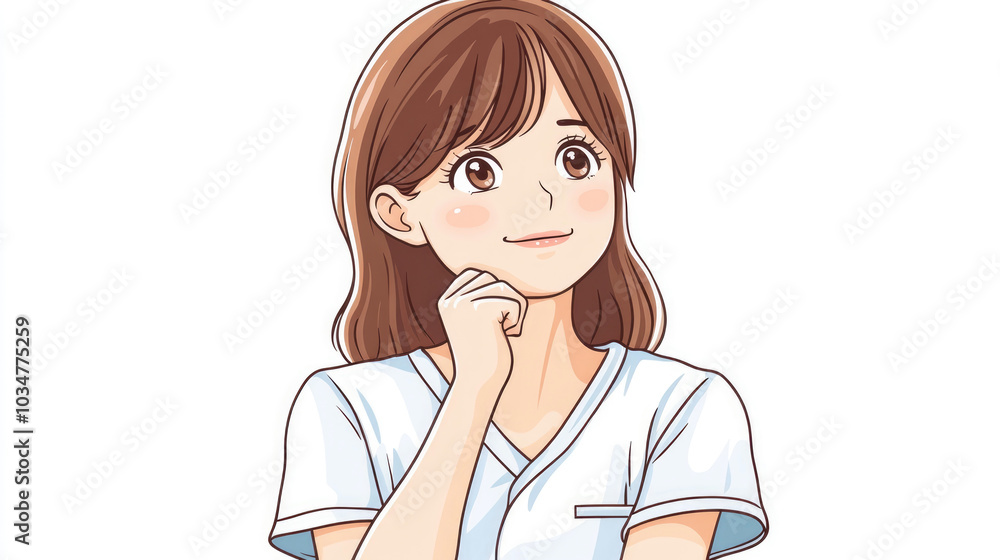 Young female nurse, cute style, cartoon pattern illustration Young female nurse, cute style, cartoon pattern illustration