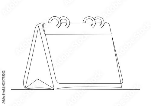 Continuous single line  sketch drawing of standing calendar table business schedule and planning one line concept vector illustration