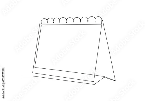 Continuous single line  sketch drawing of standing calendar table business schedule and planning one line concept vector illustration