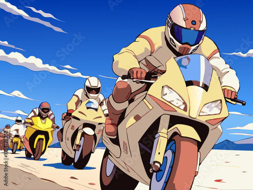 motor rider anime illustration style