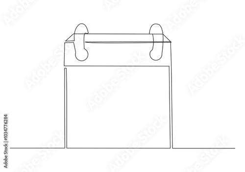 Continuous single line  sketch drawing of standing calendar table business schedule and planning one line concept vector illustration