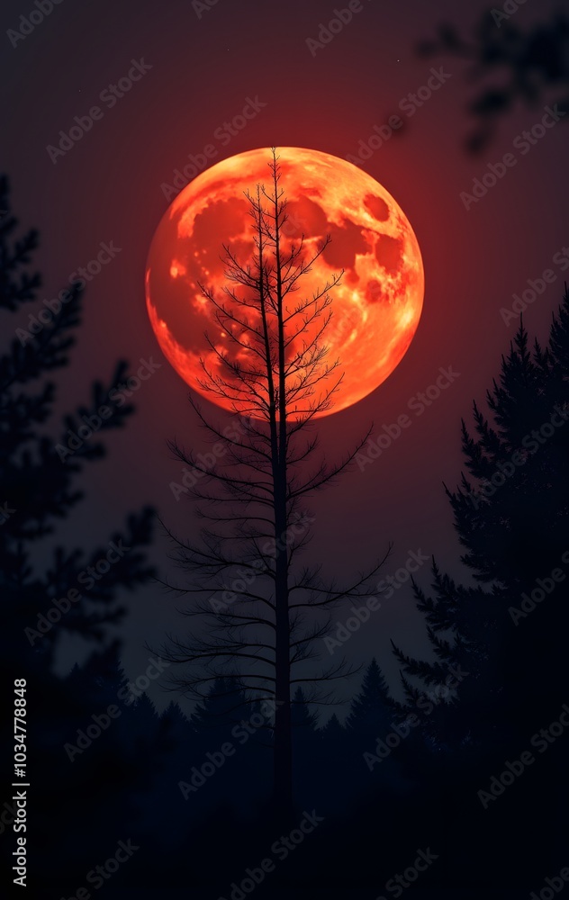 Blood Moon Over Forest Blood Moon Over Forest