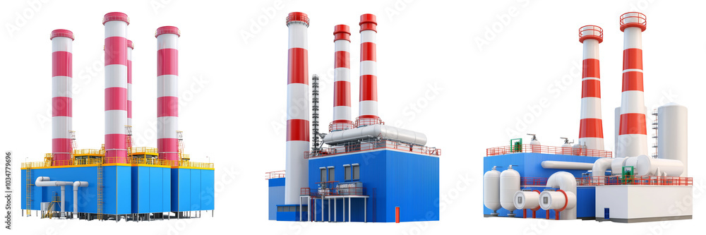 Obraz premium Industrial Power Plant Infrastructure Isolated on Transparent Background
