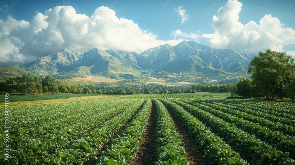 Vibrant Green Row of Lettuce Growing in the Salinas Valley, California - Ideal for Fresh Produce Promotions and Agricultural Education Vibrant Green Row of Lettuce Growing in the Salinas Valley, California - Ideal for Fresh Produce Promotions and Agricultural Education