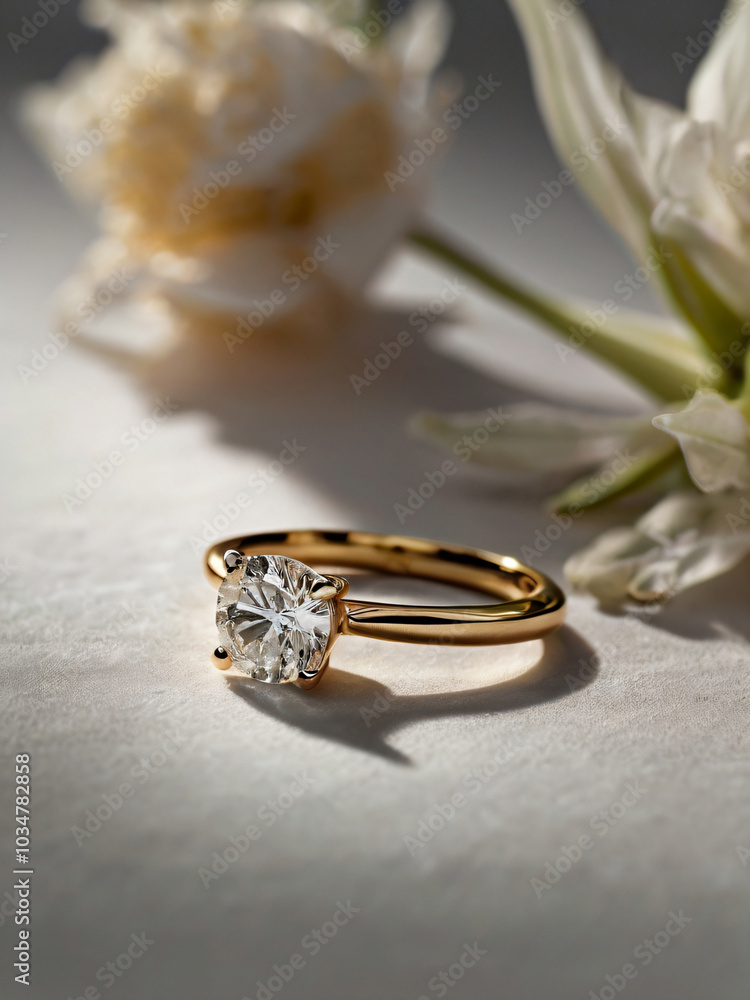 Elegant wedding ring featuring a brilliant diamond. Elegant wedding ring featuring a brilliant diamond.