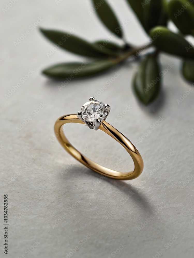 Elegant wedding ring featuring a brilliant diamond. Elegant wedding ring featuring a brilliant diamond.
