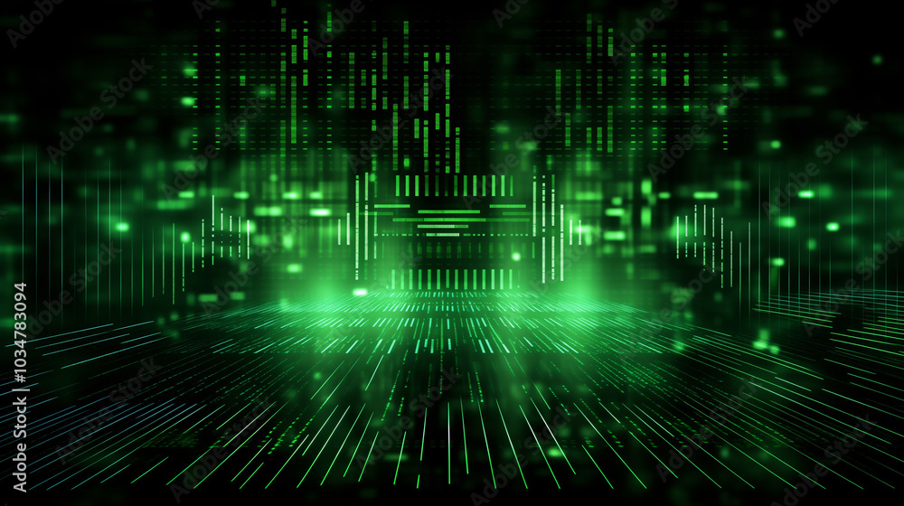 A striking neon logo glows amidst a dynamic green matrix, creating a captivating cybernetic atmosphere filled with lines and digital patterns A striking neon logo glows amidst a dynamic green matrix, creating a captivating cybernetic atmosphere filled with lines and digital patterns