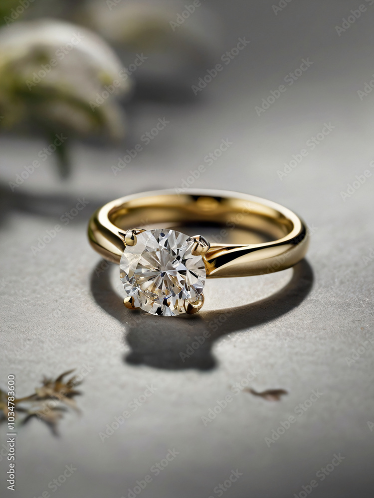 A wedding ring with a sparkling diamond. A wedding ring with a sparkling diamond.