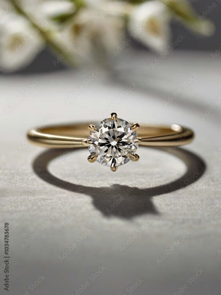 A wedding ring with a sparkling diamond. A wedding ring with a sparkling diamond.