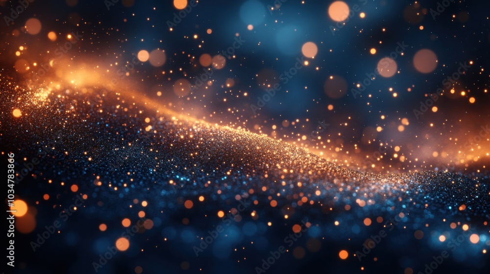 Obraz premium Abstract Dark Blue Background with Gold Particles Ideal for Elegant Designs and Art Projects to Enhance Visual Appeal