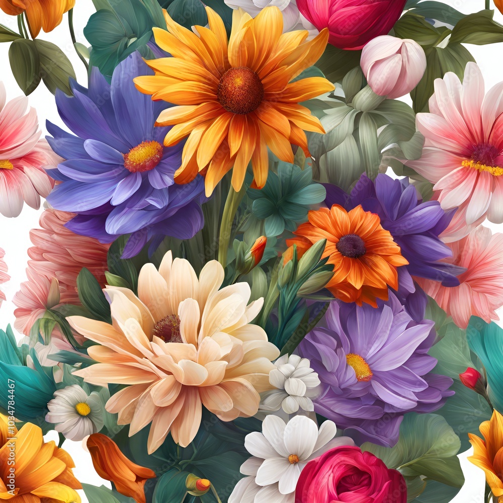 Obraz premium Many flowers of various colors are bright and cheerful.