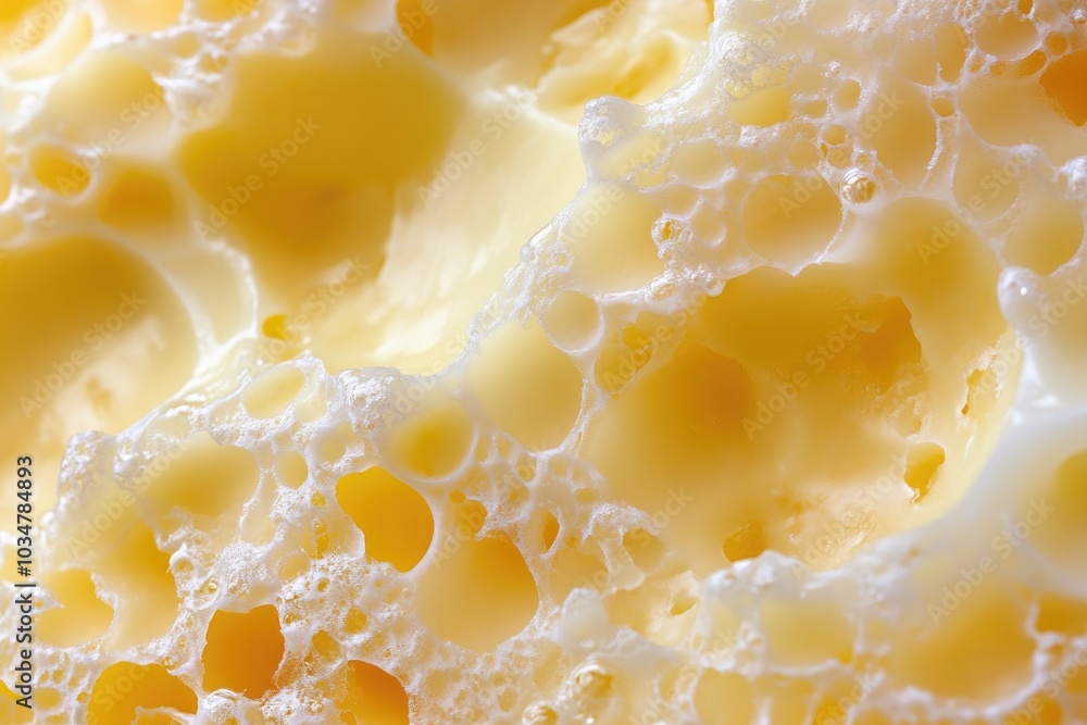 Close-up of a Yellow, Foamy, and Hole-Filled Substance Close-up of a Yellow, Foamy, and Hole-Filled Substance