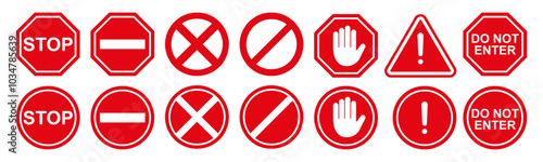 set de señaléticas de stop de advertencia - Vector de stock