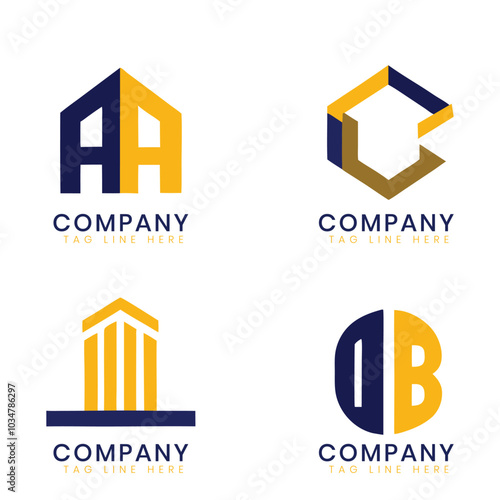 Set of modern corporate business brand logo design