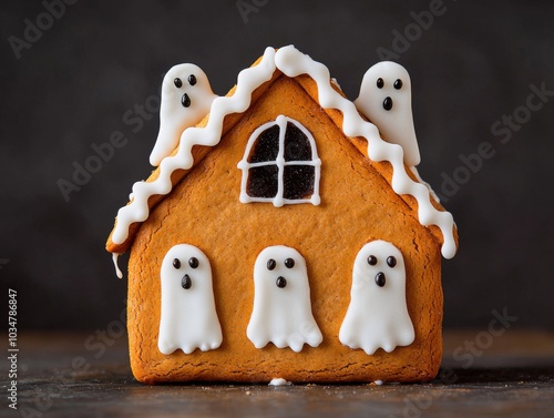Haunted Gingerbread House with Spooky Ghosts