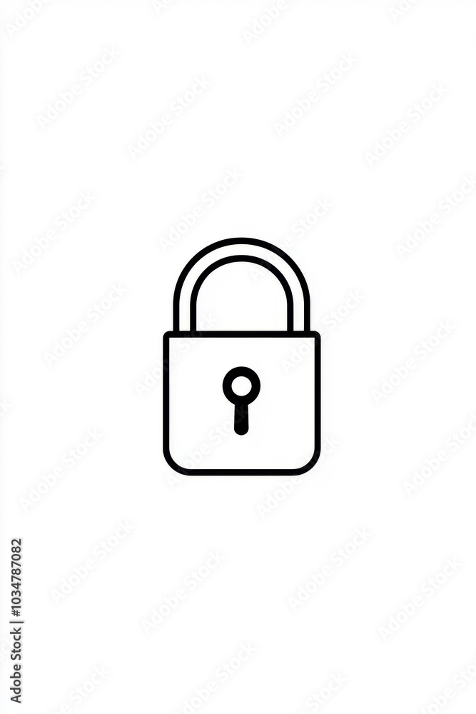 Minimal line art style lock, isolated on a white background. Minimal line art style lock, isolated on a white background.