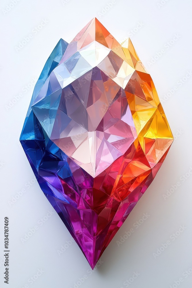 Paper art multicolored sapphire, isolated on a white background. Paper art multicolored sapphire, isolated on a white background.