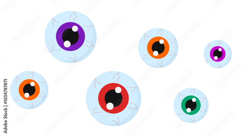 Flat icon of eyeball with bloody veins and capillaries isolated on white background. Flat icon of eyeball with bloody veins and capillaries isolated on white background.