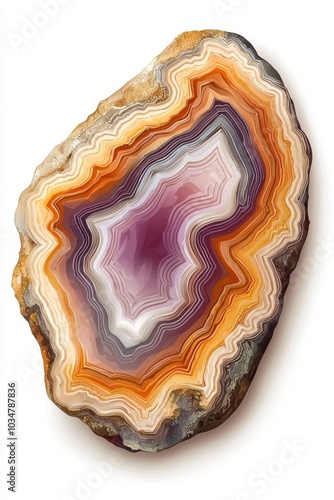 Flat style agate illustration, isolated on a white background.