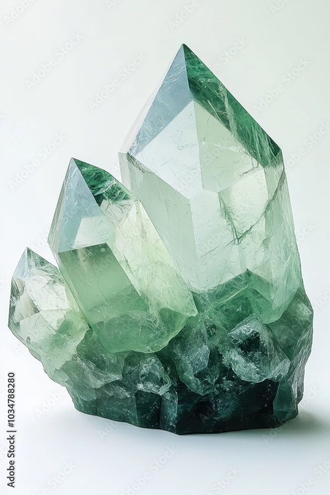 Fototapeta premium Low polygon style Chrysoprase, isolated on a white background.