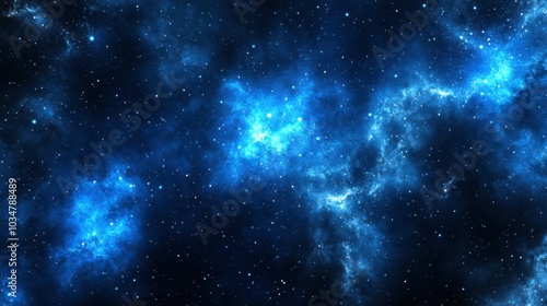 Deep Blue Cosmic Journey Through Starry Galaxy