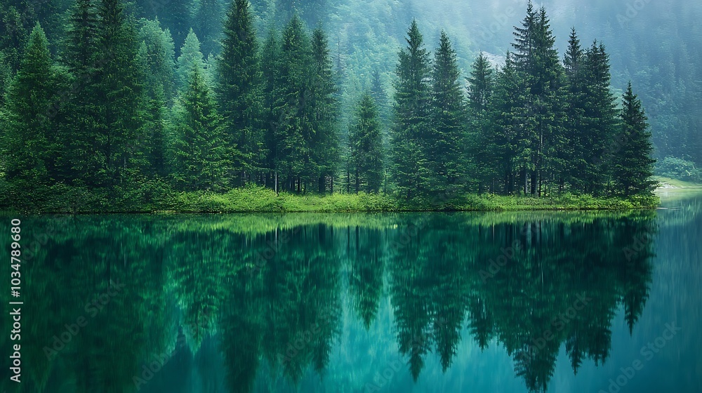 Tranquil Forest Lake Reflection Serenity Tranquil Forest Lake Reflection Serenity