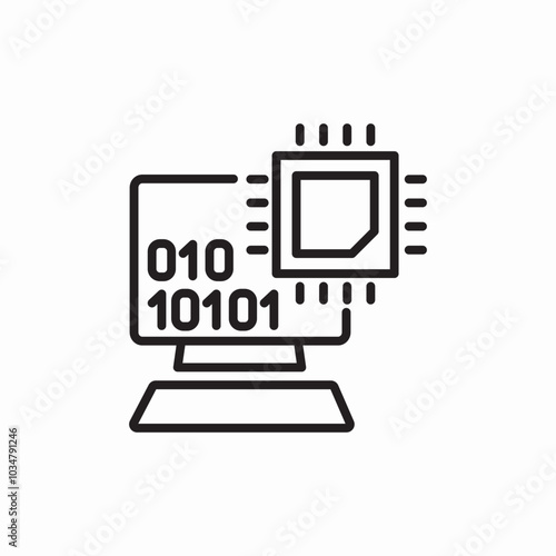 binary code cpu icon sign vector