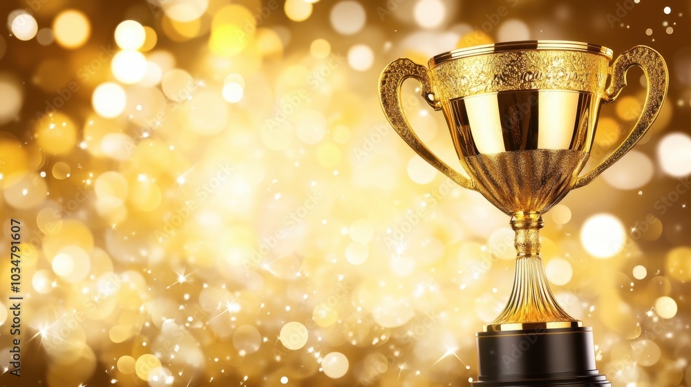 Elegant Golden Trophy on Glimmering Background