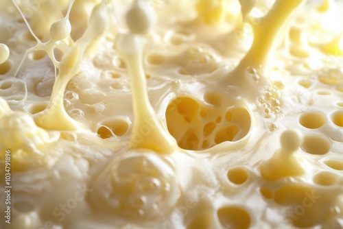 Close-up of Yellow Liquid Splash with Air Bubbles