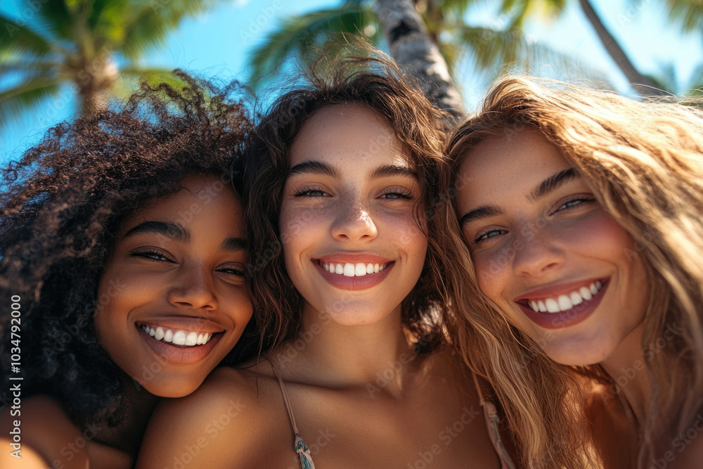 Several women playing selfies at the beach Several women playing selfies at the beach