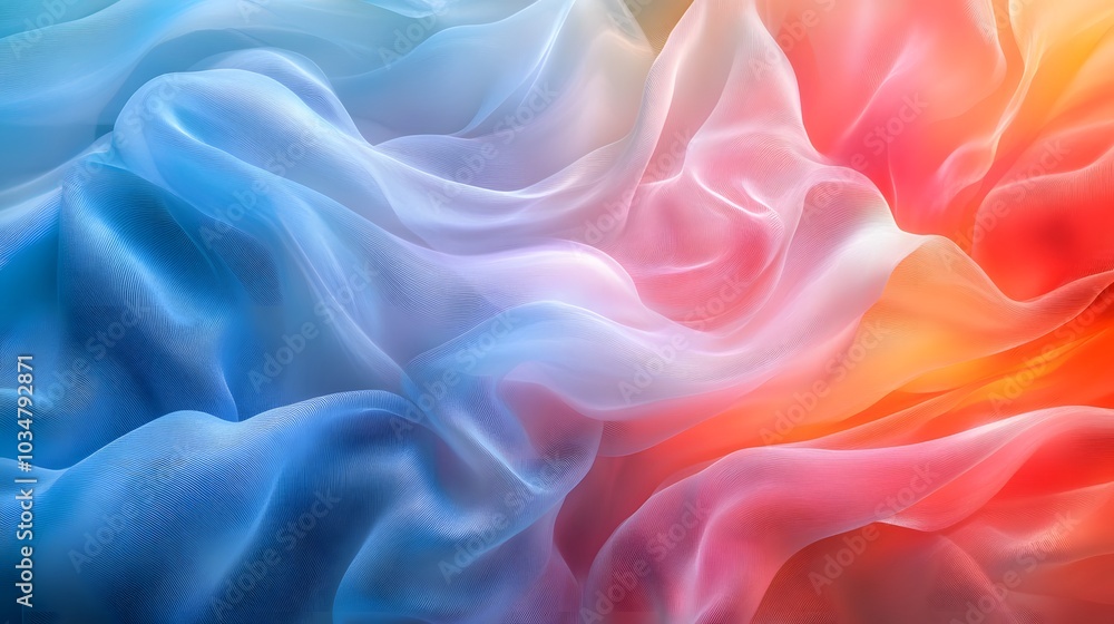 Obraz premium Flowing ribbons of color softly swirling and intertwining creating a dynamic serene visual