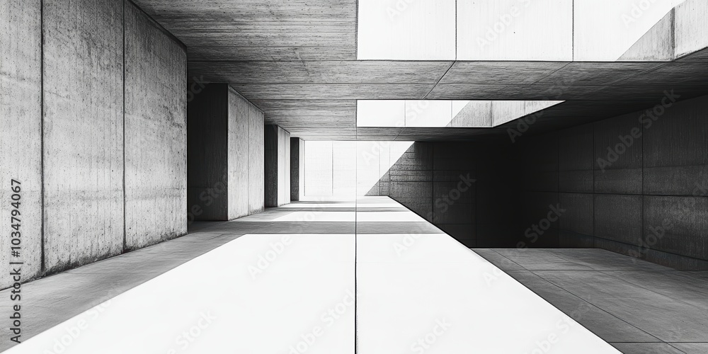 Obraz premium Modern concrete hallway with light at the end.