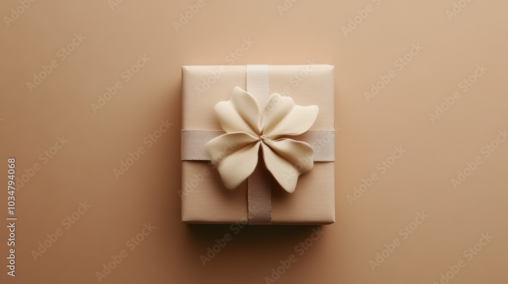 Elegant gift box with ribbon and flower decoration Elegant gift box with ribbon and flower decoration