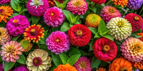 Stunning Bird's-Eye View of a Vibrant Zinnia Garden in Full Bloom