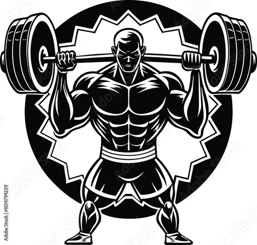 weight lifting muscle man or bodybuilder weightlifting weights in silhouette on white background