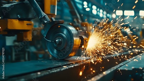 Wallpaper Mural Electric wheel grinding on steel structure in factory.  Torontodigital.ca