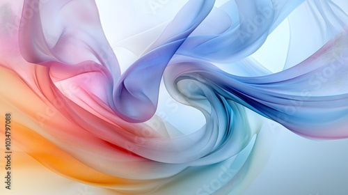 Graceful ribbons of soft color swirling and intertwining creating calm fluid motion