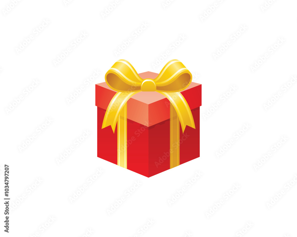 Obraz premium red gift box on white background