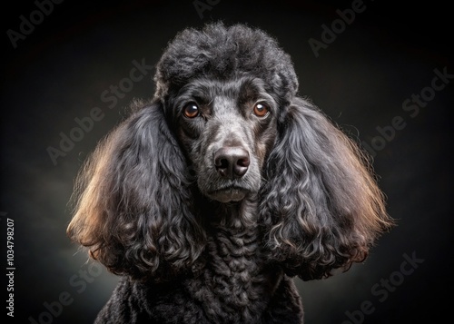 The inky silhouette of a black poodle exudes an air of timeless allure.