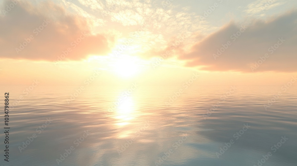 Fototapeta premium Serene Sunrise Over Calm Ocean Waters