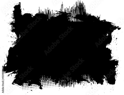 black brush painting banner artistic grunge graphic element blank space abstract background