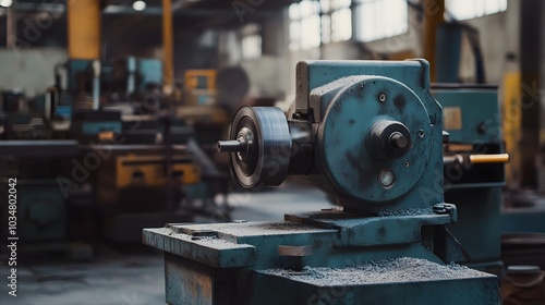 Electric wheel grinding on steel structure in factory. 