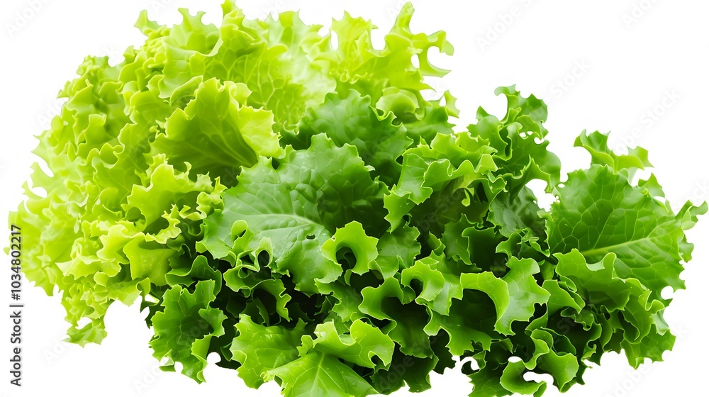 Obraz premium Lettuce on a white background, realistic photographic style, high-resolution digital photography