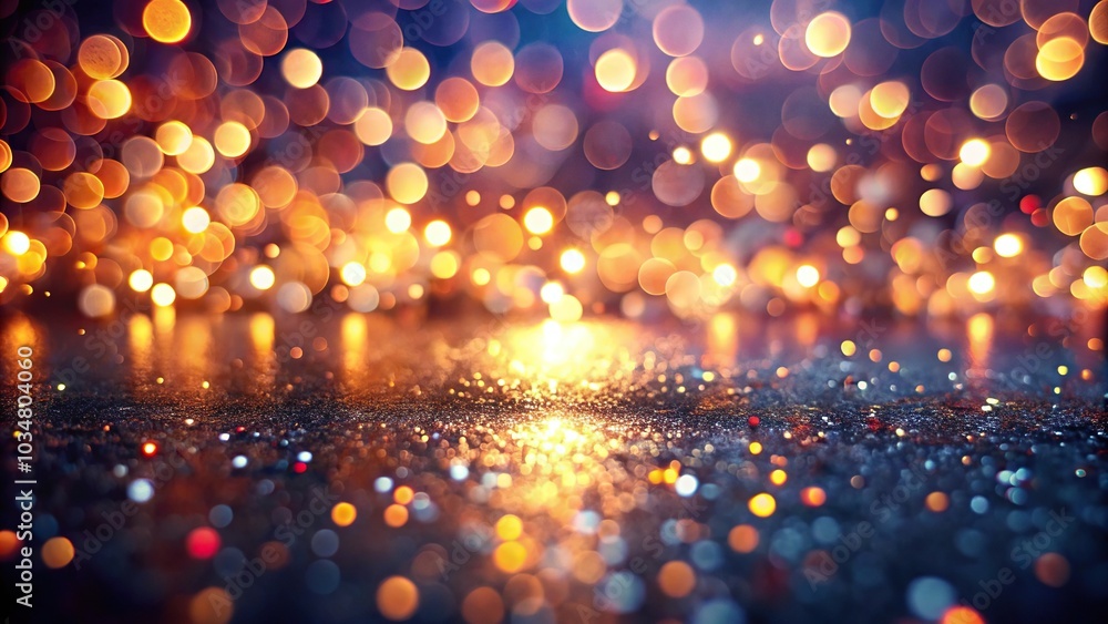 Abstract surface with glowing bokeh lights reflected Abstract surface with glowing bokeh lights reflected