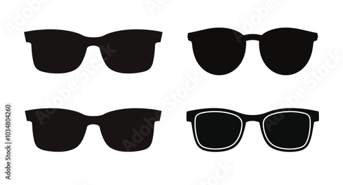 set of sunglasses silhouette vector on white background